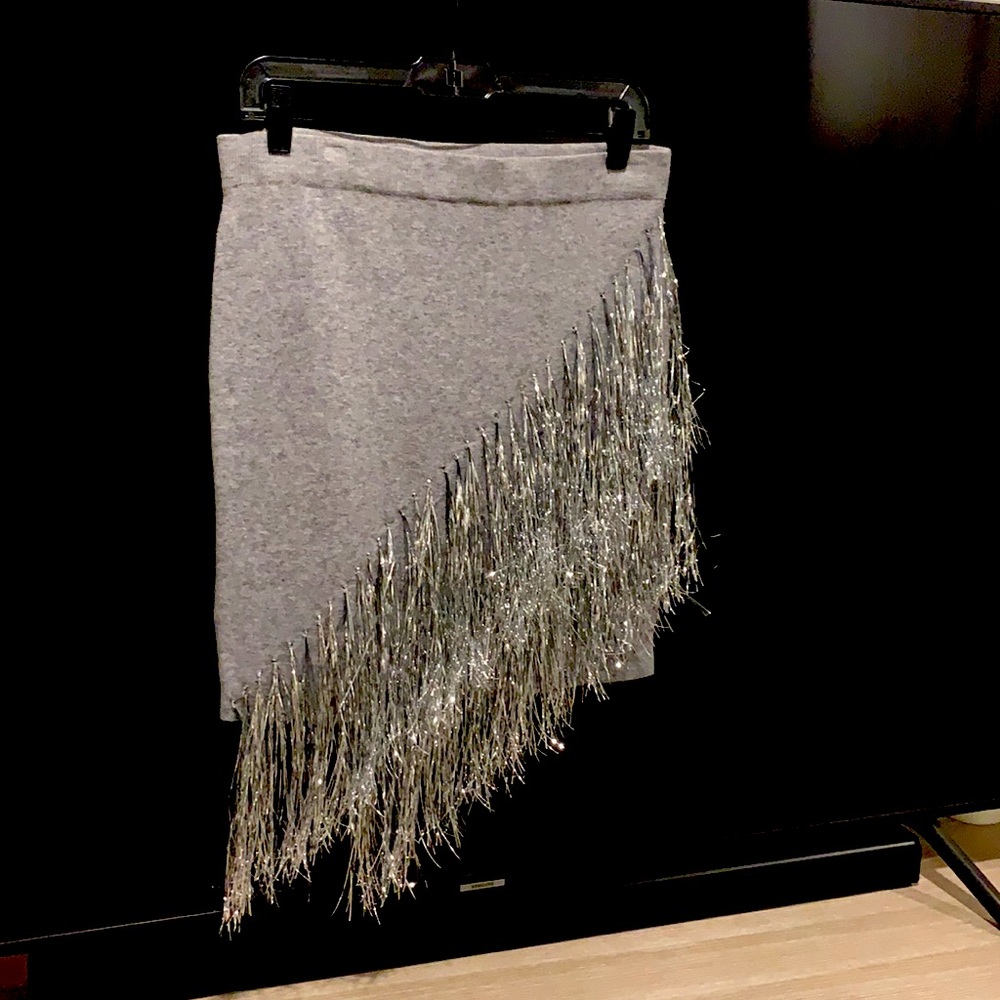 🎉Sweater Skirt with Tinsel Silver Fringe 🎉